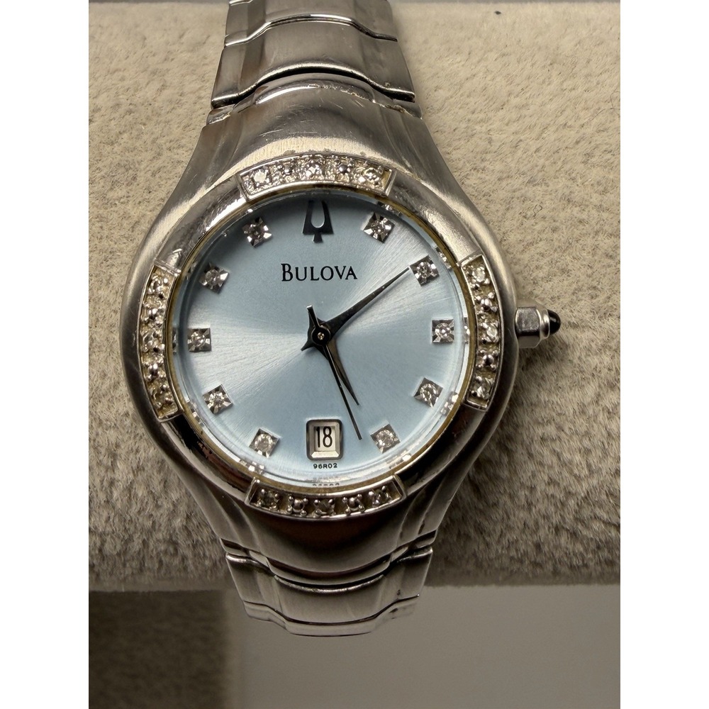 Bulova 96R02 Maestro New Battery Ladies Watch 26MM 7" Silver Tone